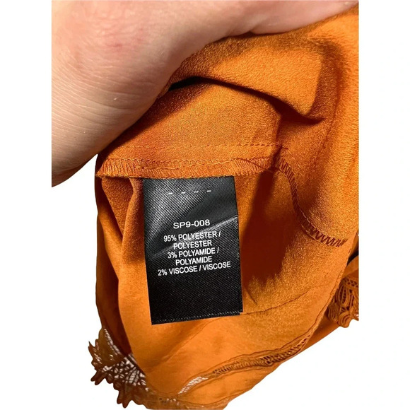 Self-Portrait Ivy Lace Trim Open-Back Midi Dress Burnt Orange  Size 8 - Picture 9 of 11